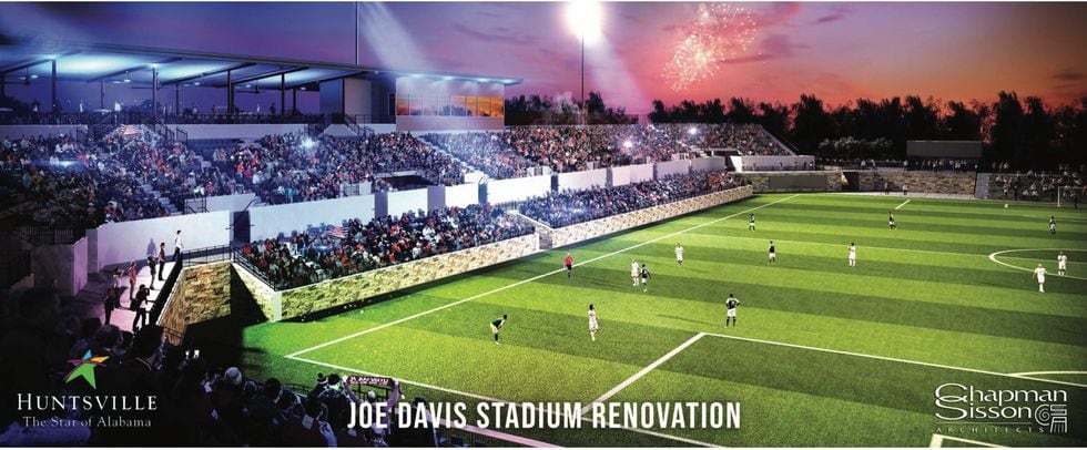 Artist's rendering of the soccer configuration of the new Joe Davis Stadium