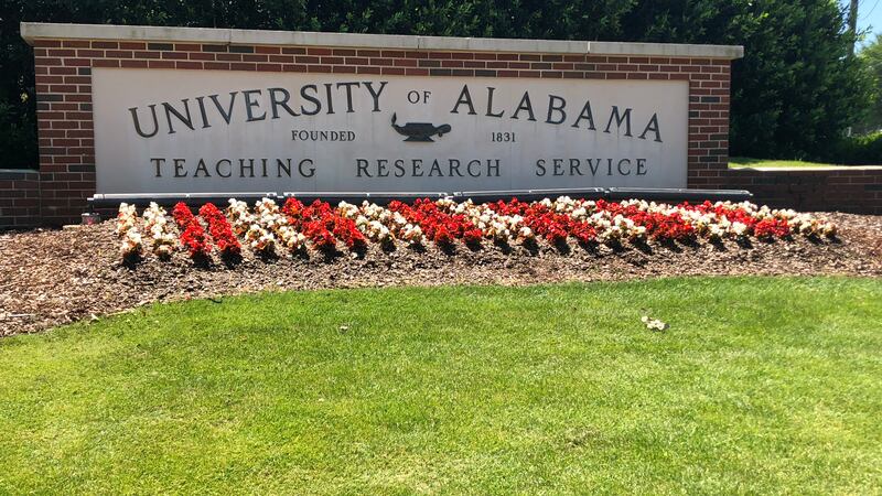 A sign on the University of Alabama campus