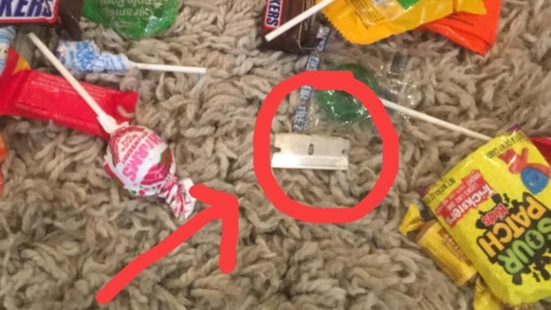 A family in Harvest said they found this razor blade in their son's Halloween candy.