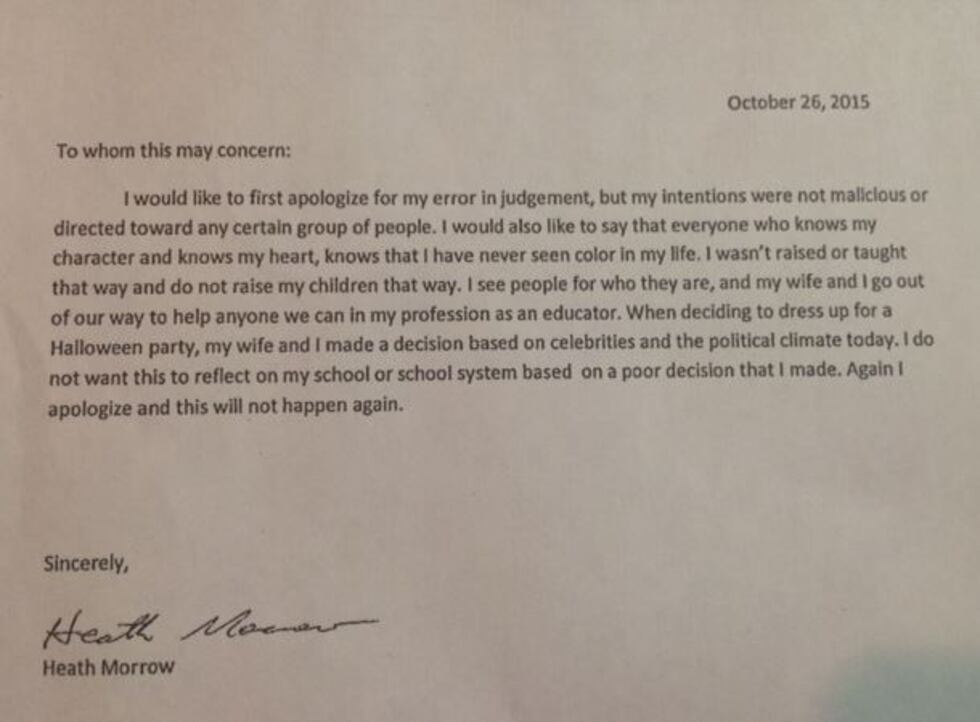 Letter from Morrow (Source: Decatur City BOE)