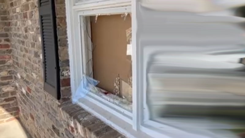 A look at the window a deer crashed into at a Florence home