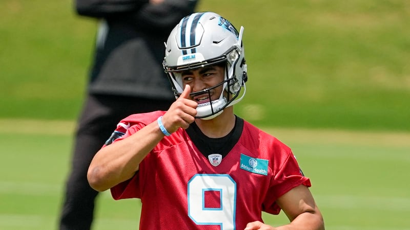 Panthers quarterback Bryce Young signed a four-year contract Friday. (AP File Photo/Chris...