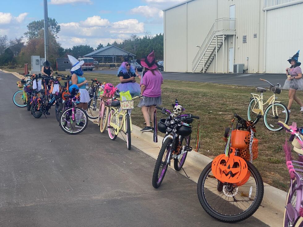 Decorated bikes ready to roll through the streets of Monrovia
