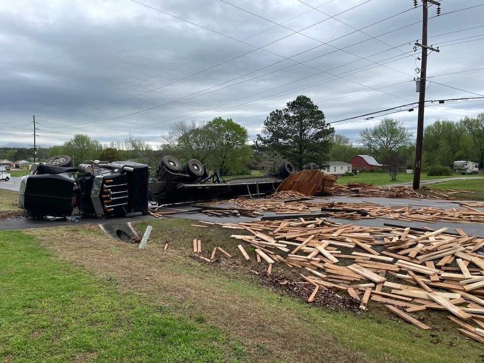 Another look at the overturned semi in Lauderdale County