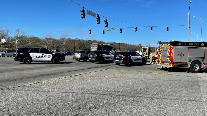 Florence Police on the scene of a crash on Huntsville Road and Helton Drive