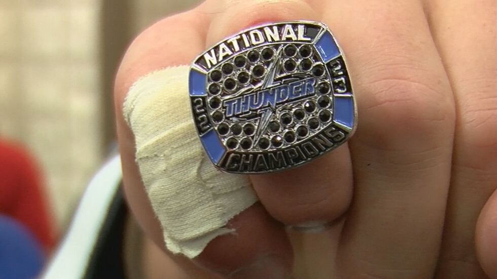 The Thunder received their National Championship rings Saturday at the celebration.