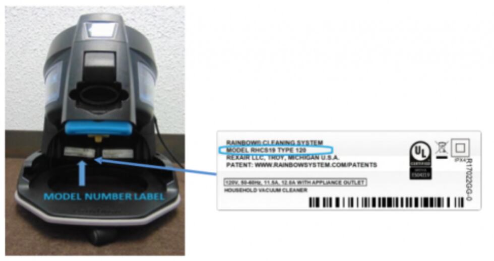 The vacuum is predominantly black with blue trim and rubber trim around the base. The “SRX”...