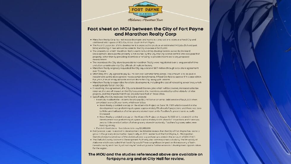Fort Payne Fact Sheet
