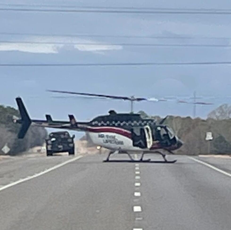 Air Evac. on the roadway of Highway 157